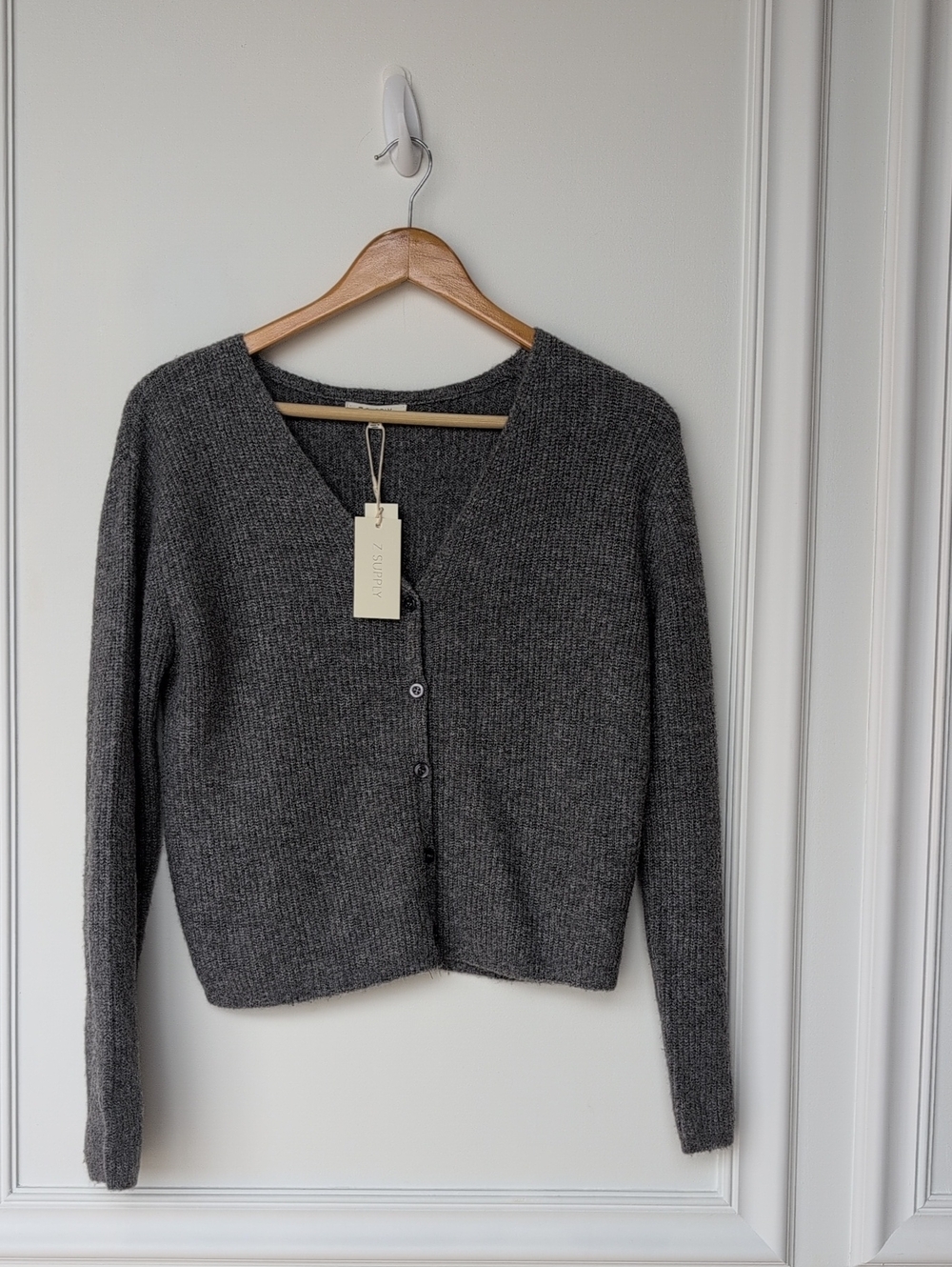Z Supply Charcoal Gray V-Neck Button Cardigan